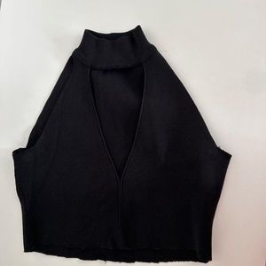 black turtleneck sleeveless top